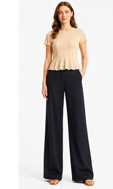 Danielle B Womens Size 12 Dark Navy Wide Leg Dress Pants Trousers Career EUC